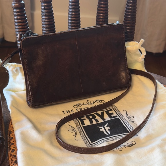Frye Brown Leather Cross Body or Clutch Bag with Dust Bag - Picture 5 of 8